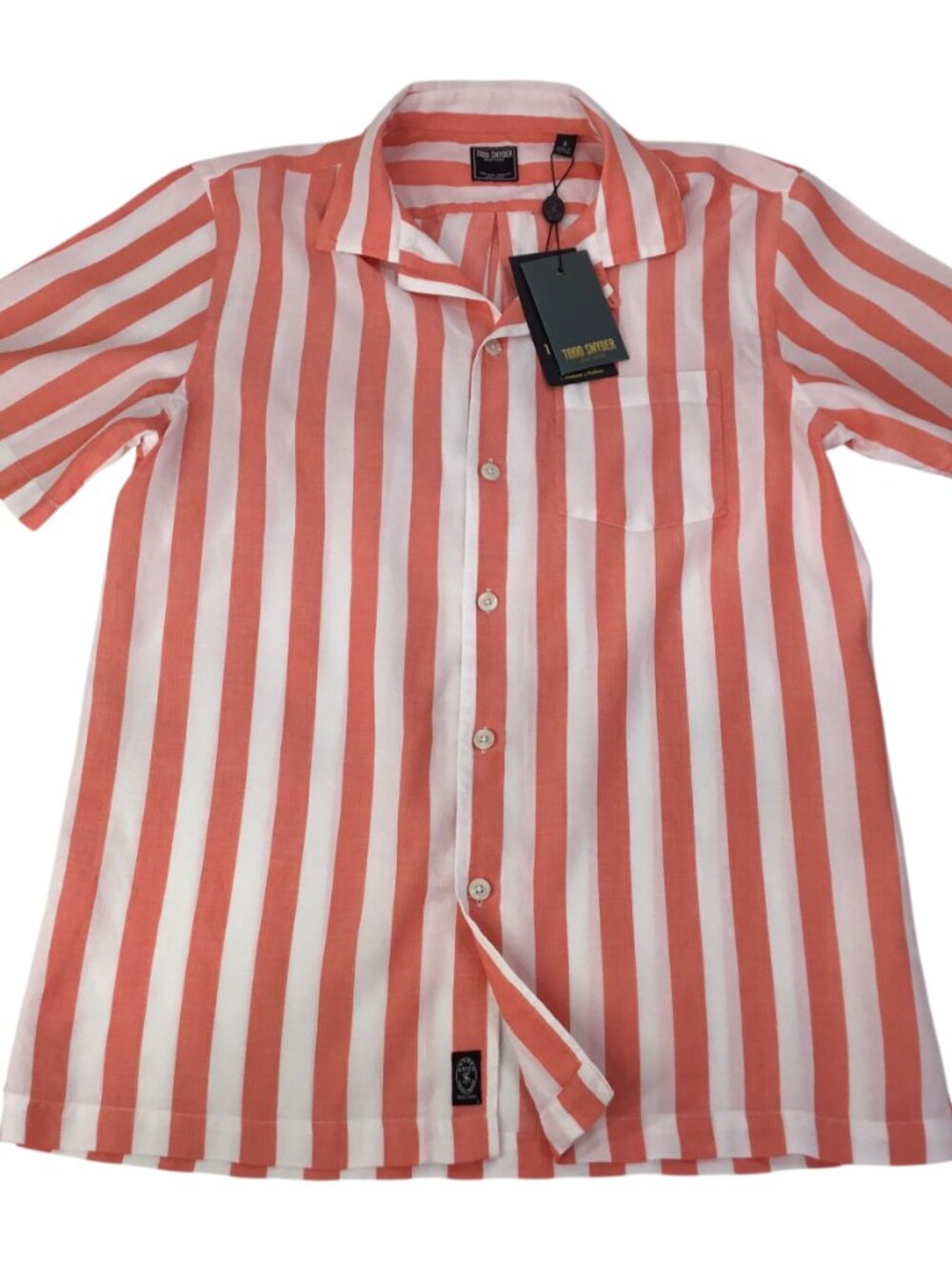Todd Snyder NWT Bold Stripe Shirt Men's Small Linen Blend Summer Weight Coastal